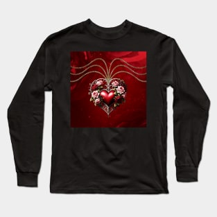 Noble gothic heart with flowers Long Sleeve T-Shirt